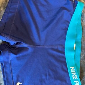 Nike Pro Blue and Teal Shorts, Dri-Fit